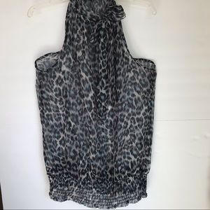 Women’s blue leopard halter top